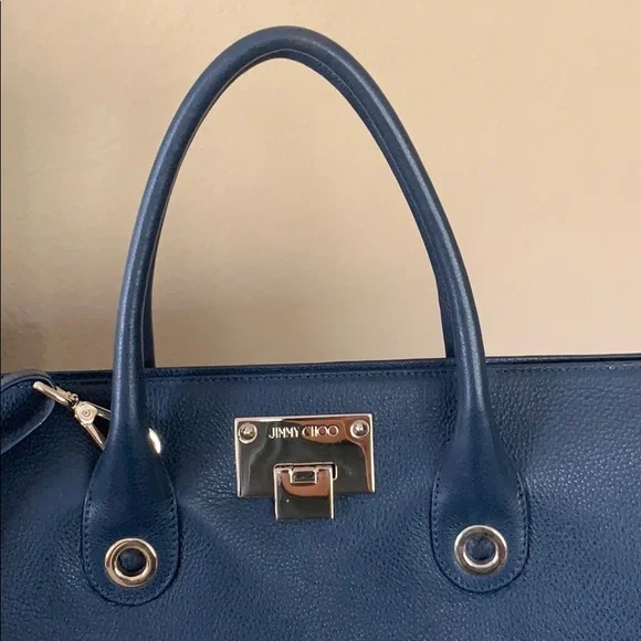 Brand New Jimmy Choo Riley Navy Leather Tote - Picture 11 of 11